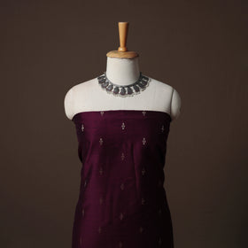 Spun Dupion Viscose Silk Buti 2pc Unstitched Dress Material Kurta Set with Earrings 51