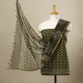 Buy 3pc Green Block Print Cotton Batik Dress Material