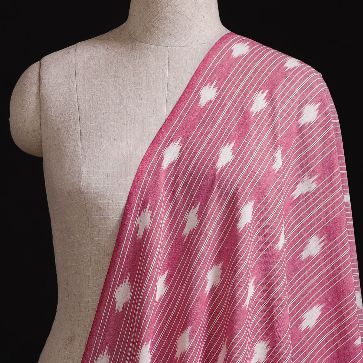 Pink - Pochampally Ikat Weave Pure Cotton Fabric 08