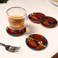 Bengal Patua Handpainted Akashmoni Wooden Coasters (Set of 4) 46