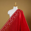 Red - handloom cotton phulia jamdani fabric 03 - handcrafted