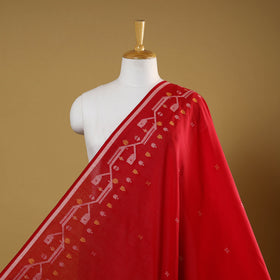 Red - handloom cotton phulia jamdani fabric 03 - handcrafted
