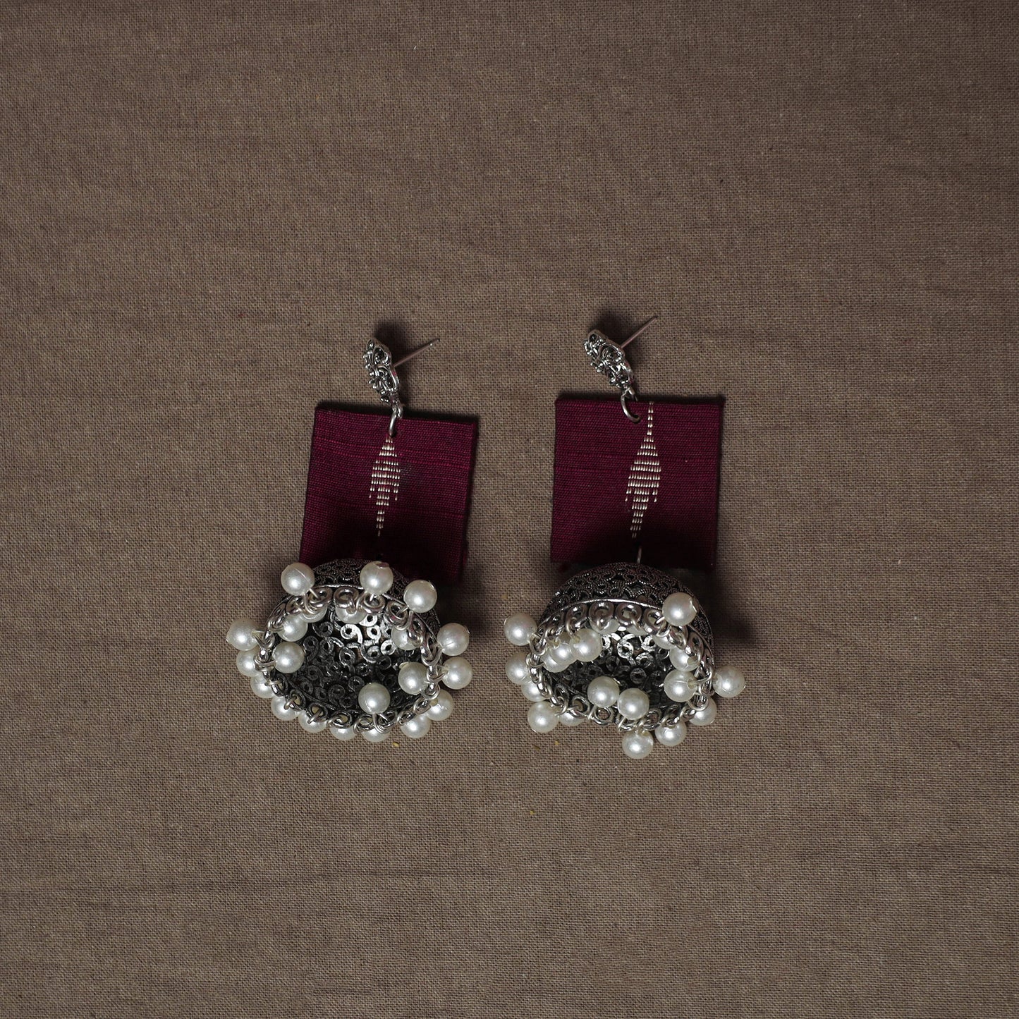 Spun Dupion Viscose Silk Buti 2pc Unstitched Dress Material Kurta Set with Earrings 50