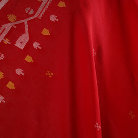 Red - handloom cotton phulia jamdani fabric 03 - handcrafted