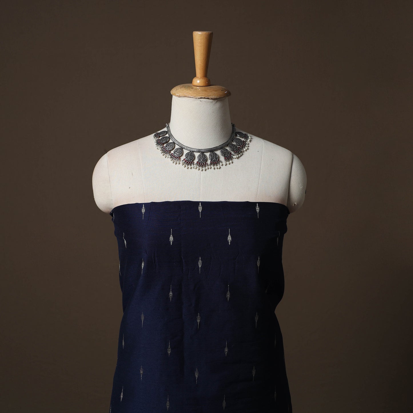 Spun Dupion Viscose Silk Buti 2pc Unstitched Dress Material Kurta Set with Earrings 49