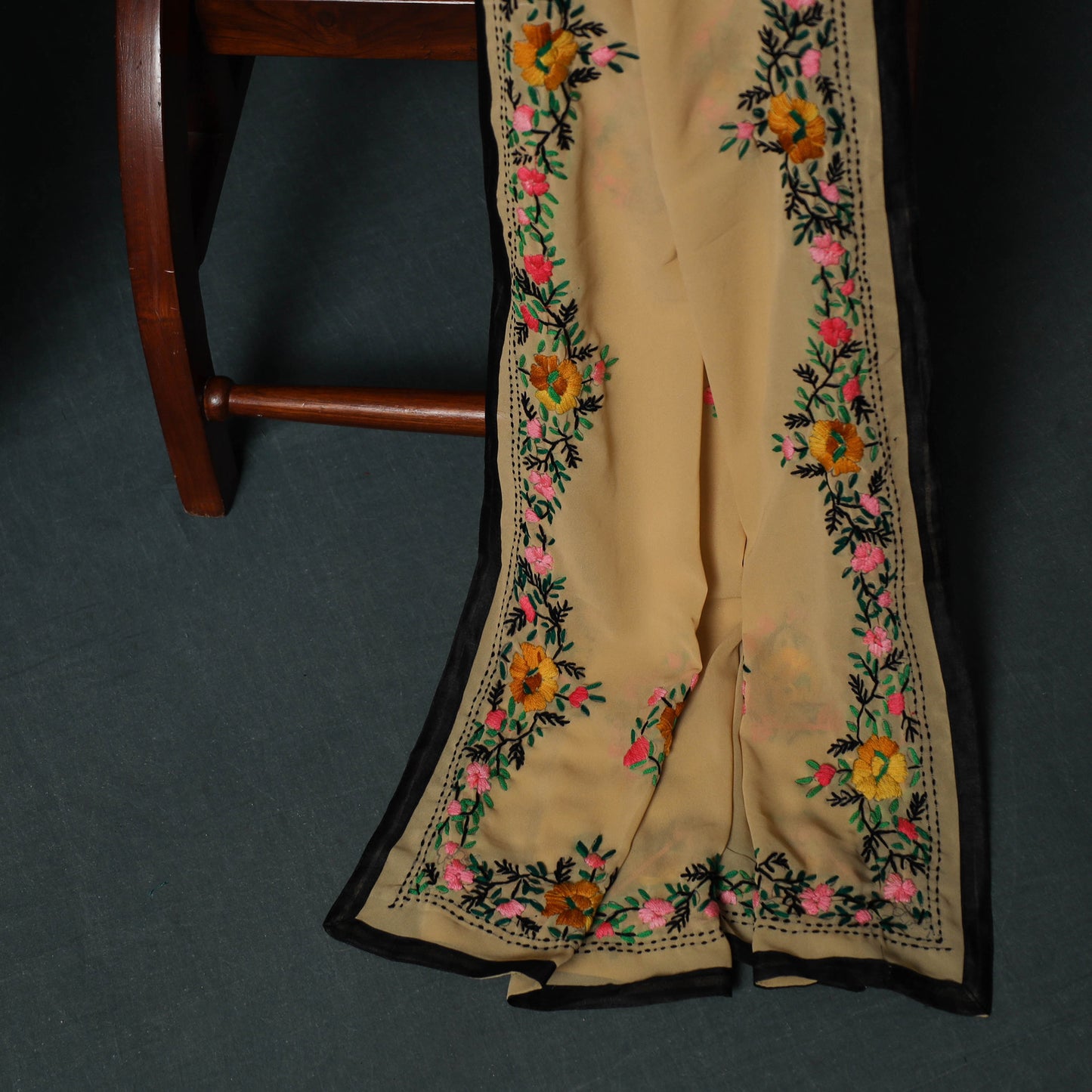 Hand Embroidered Georgette 3pc Unstitched Dress Material Suit Set 08