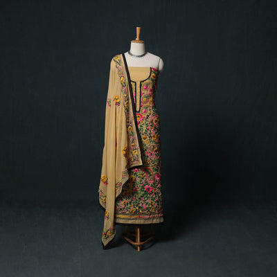 Hand Embroidered Georgette 3pc Unstitched Dress Material Suit Set 10