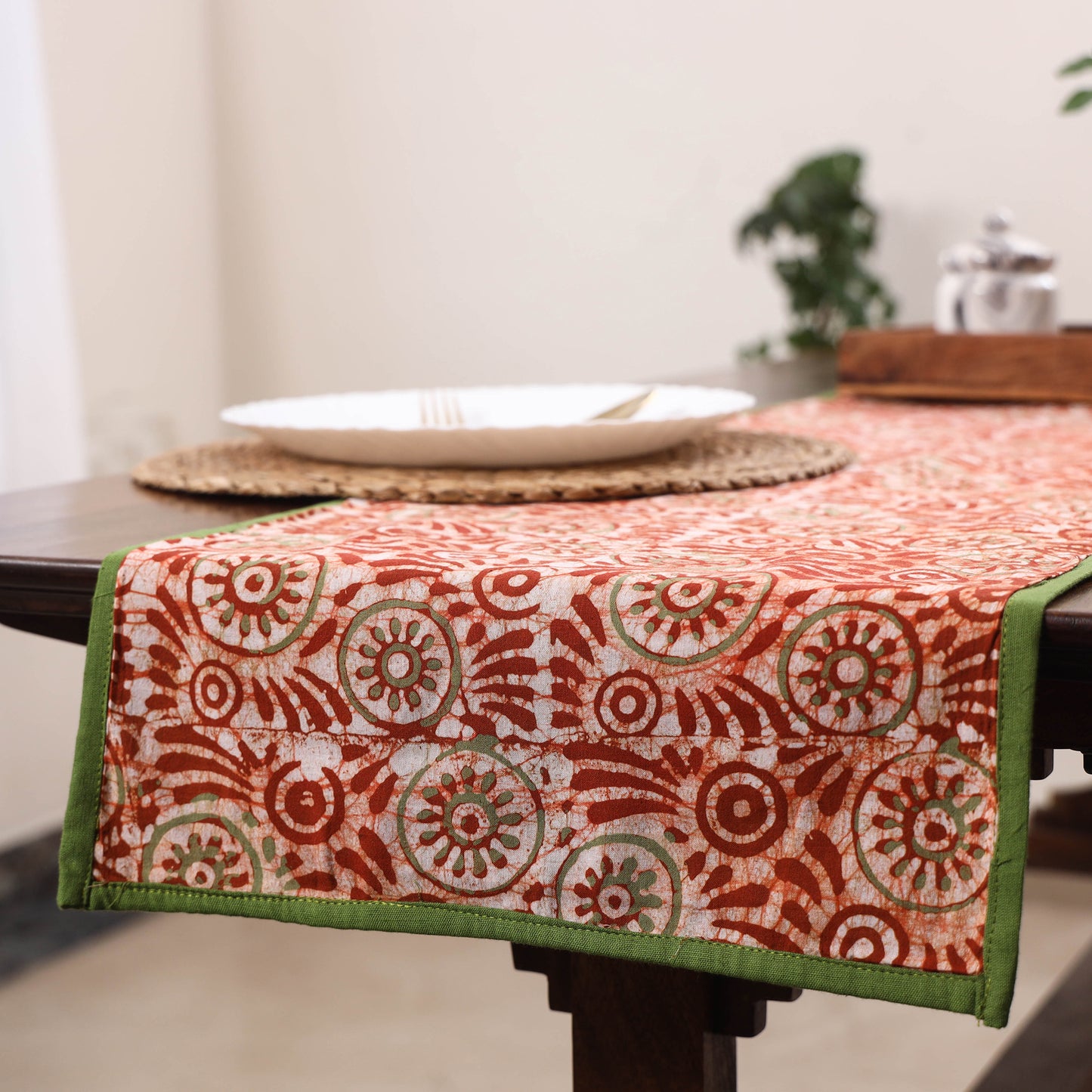 Red Handmade Cotton Table Runner