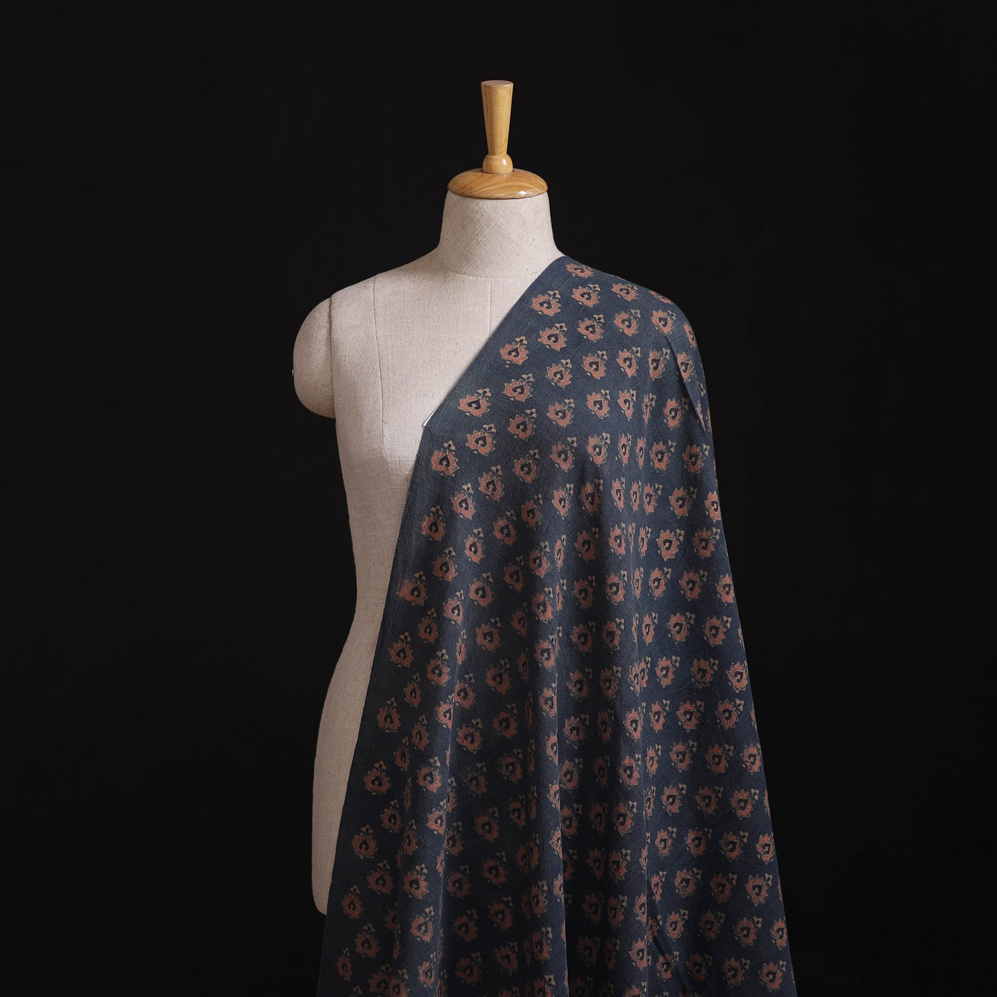 Pure Handwoven Merino Wool Fabrics in Ajrakh Block Prints 01
