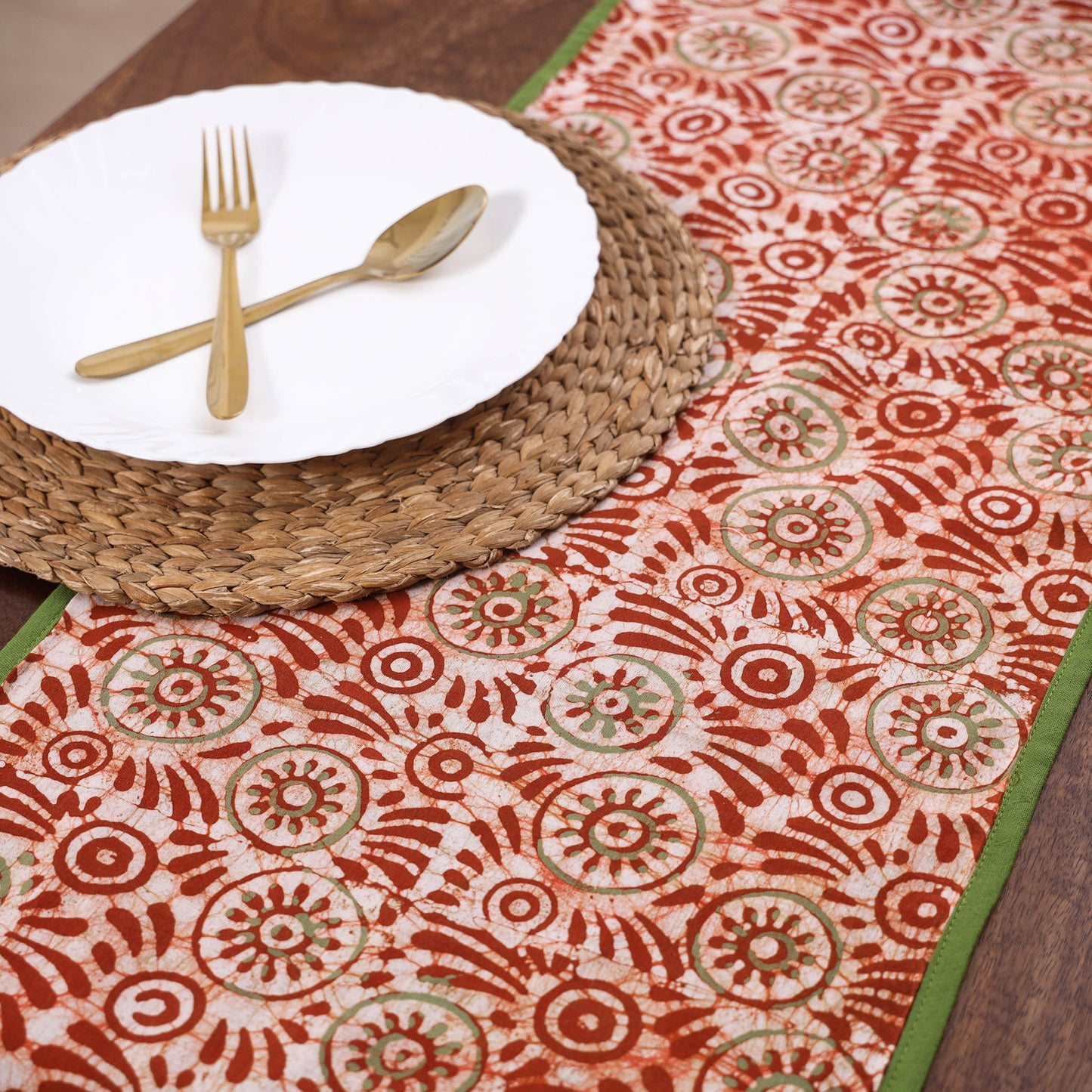 Red Handmade Cotton Table Runner
