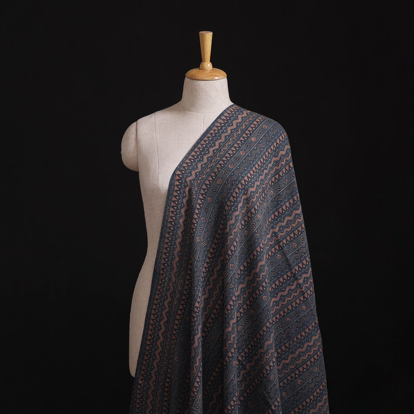 Pure Handwoven Merino Wool Fabrics in Ajrakh Block Prints 03