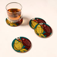 Bengal Patua Handpainted Akashmoni Wooden Coasters (Set of 4) 08