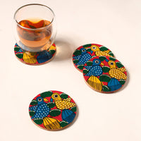 Bengal Patua Handpainted Akashmoni Wooden Coasters (Set of 4) 15