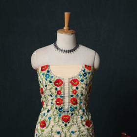 Hand Embroidered Georgette 3pc Unstitched Dress Material Suit Set 13