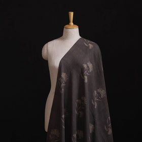 Black - Pure Handwoven Merino Wool Fabric in Akola Block Prints 04