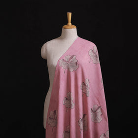 Pink - Pure Handwoven Merino Wool Fabric in Akola Block Prints 10