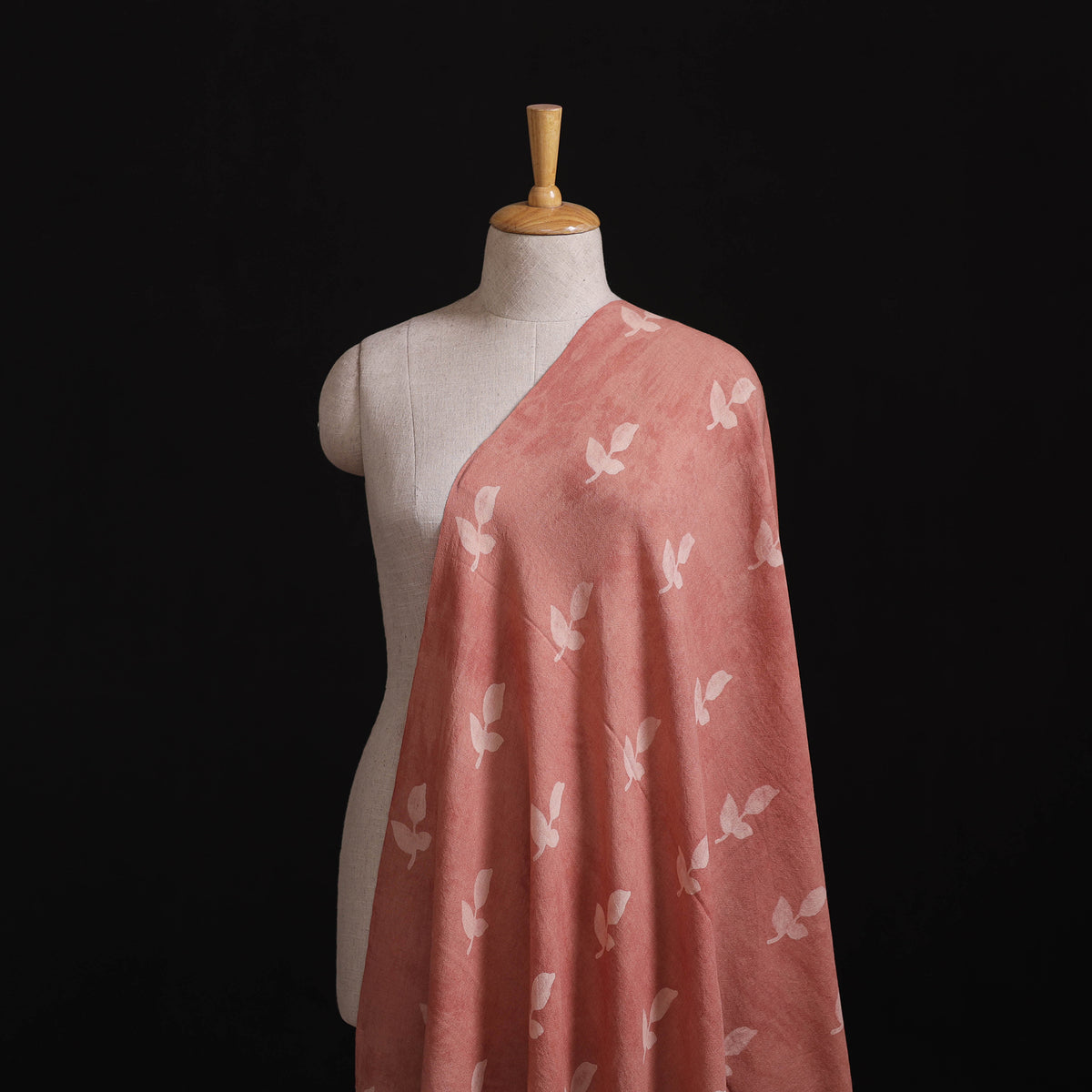 Pink - Pure Handwoven Merino Wool Fabric in Akola Block Prints 11