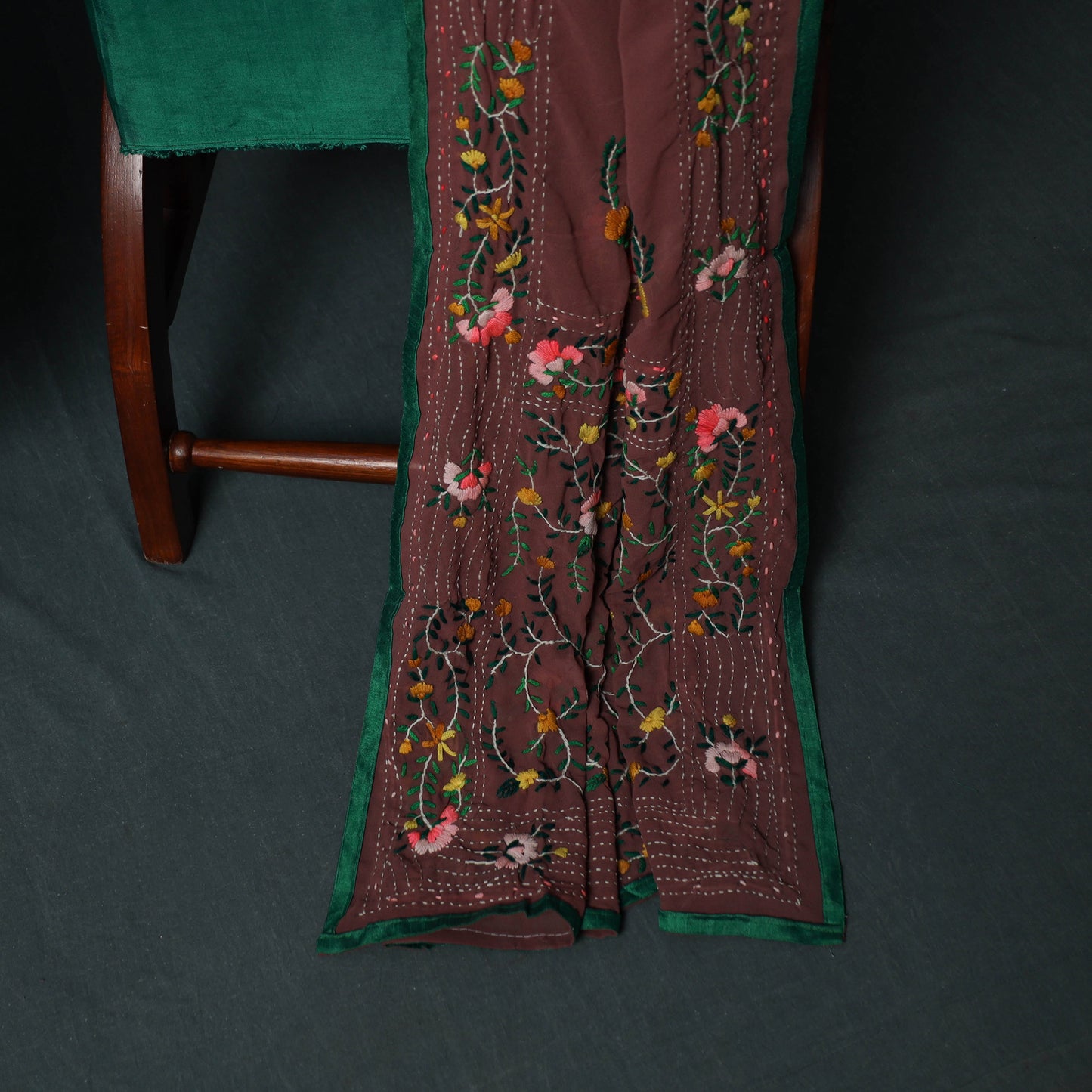 Hand Embroidered Georgette 3pc Unstitched Dress Material Suit Set 14
