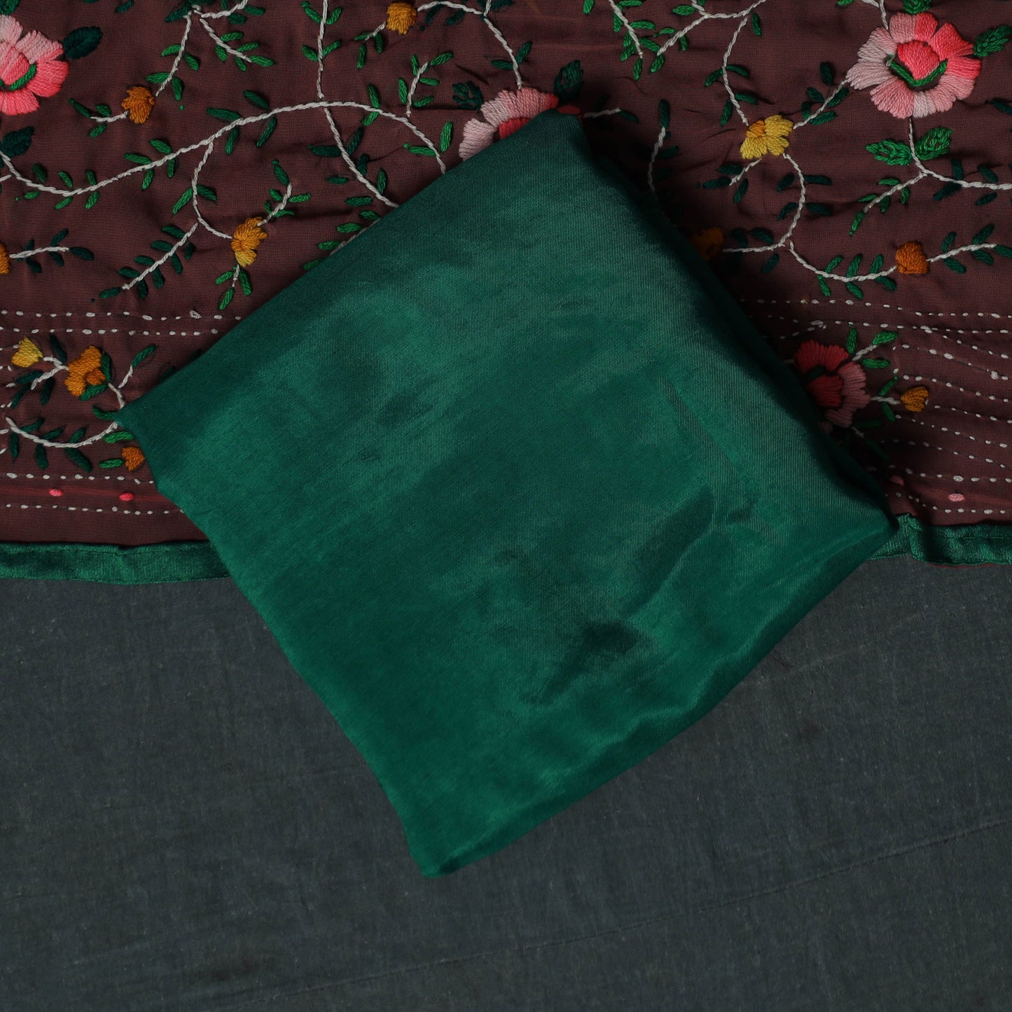 Hand Embroidered Georgette 3pc Unstitched Dress Material Suit Set 14