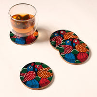 Bengal Patua Handpainted Akashmoni Wooden Coasters (Set of 4) 29