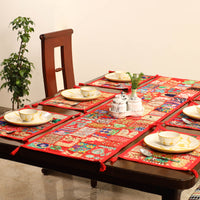 Khambadiya Patchwork Table Runner with Table Mat Set 05