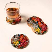 Bengal Patua Handpainted Akashmoni Wooden Coasters (Set of 4) 30