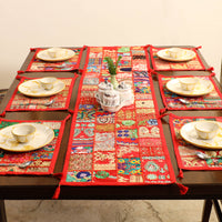 Khambadiya Patchwork Table Runner with Table Mat Set 05