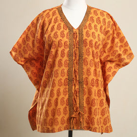 Buy Orange Bagh Block Print Cotton Kaftan 