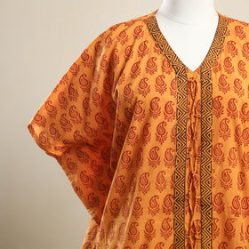Buy Orange Bagh Block Print Cotton Kaftan 