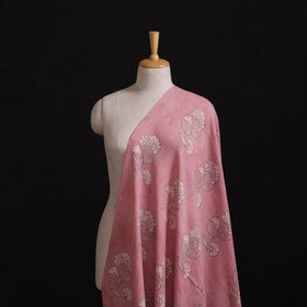 Pink - Pure Handwoven Merino Wool Fabric in Akola Block Prints 19