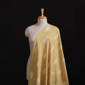 Yellow - Pure Handwoven Merino Wool Fabric in Akola Block Prints 20