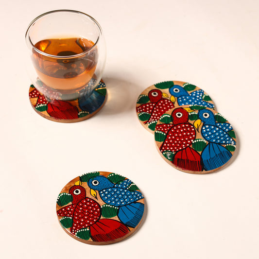 Bengal Patua Handpainted Akashmoni Wooden Coasters (Set of 4) 43 (Copy)