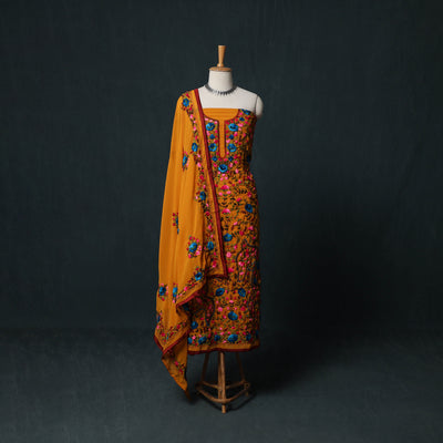 Hand Embroidered Georgette 3pc Unstitched Dress Material Suit Set 17