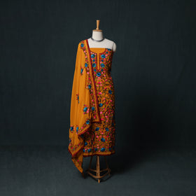 Hand Embroidered Georgette 3pc Unstitched Dress Material Suit Set 17