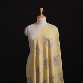 Yellow - Pure Handwoven Merino Wool Fabric in Akola Block Prints 26