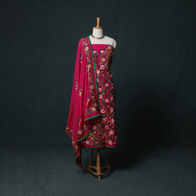 Hand Embroidered Georgette 3pc Unstitched Dress Material Suit Set 18