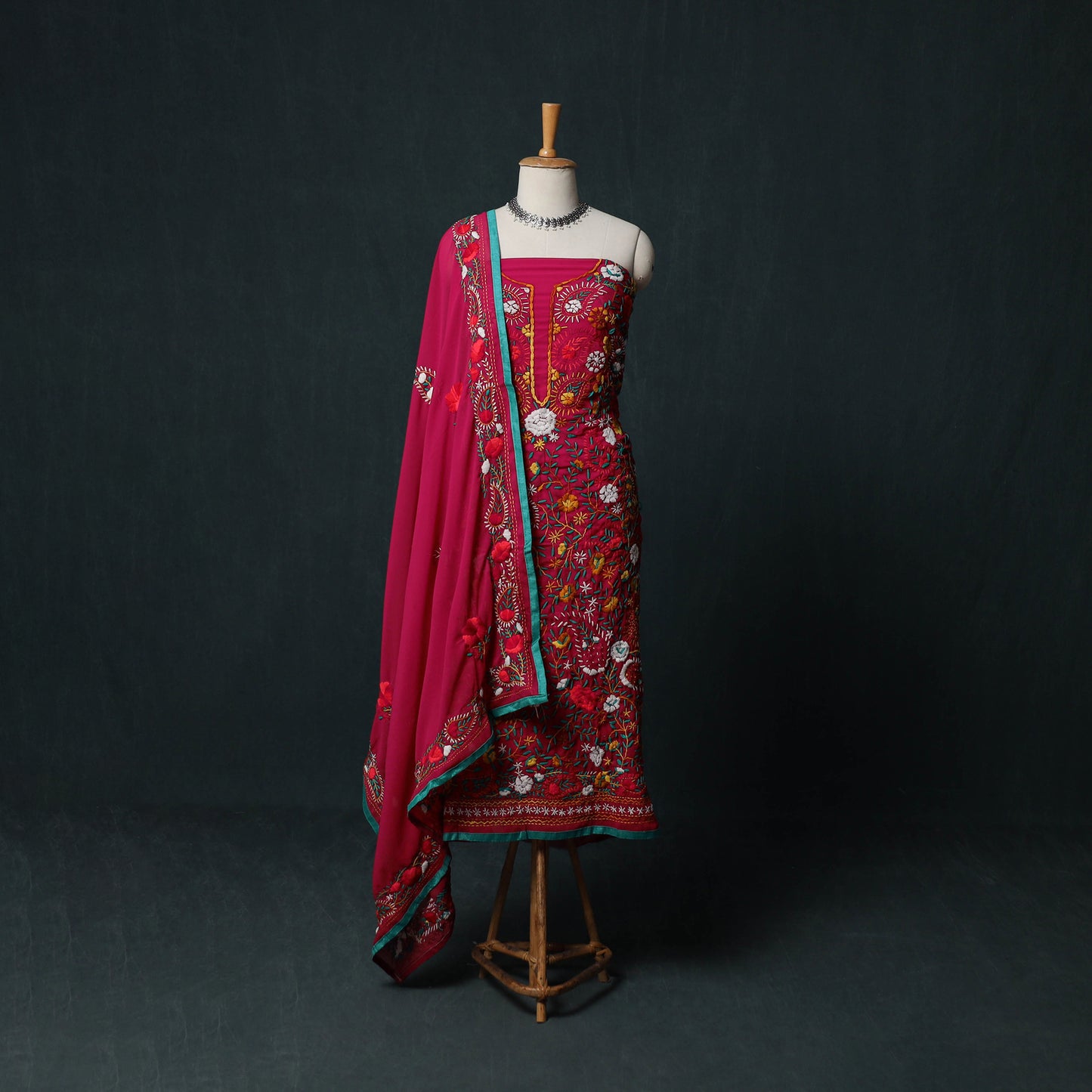 Hand Embroidered Georgette 3pc Unstitched Dress Material Suit Set 19