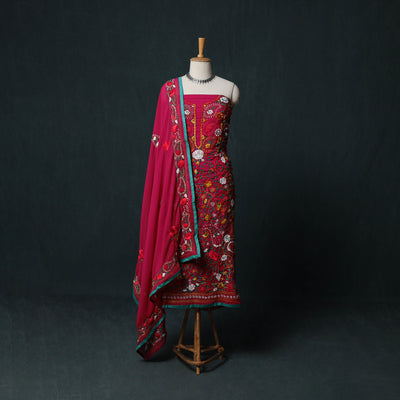 Hand Embroidered Georgette 3pc Unstitched Dress Material Suit Set 19