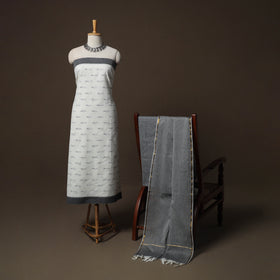 Jacquard Woven Pure Cotton 3pc Unstitched Dress Material Suit Set 11
