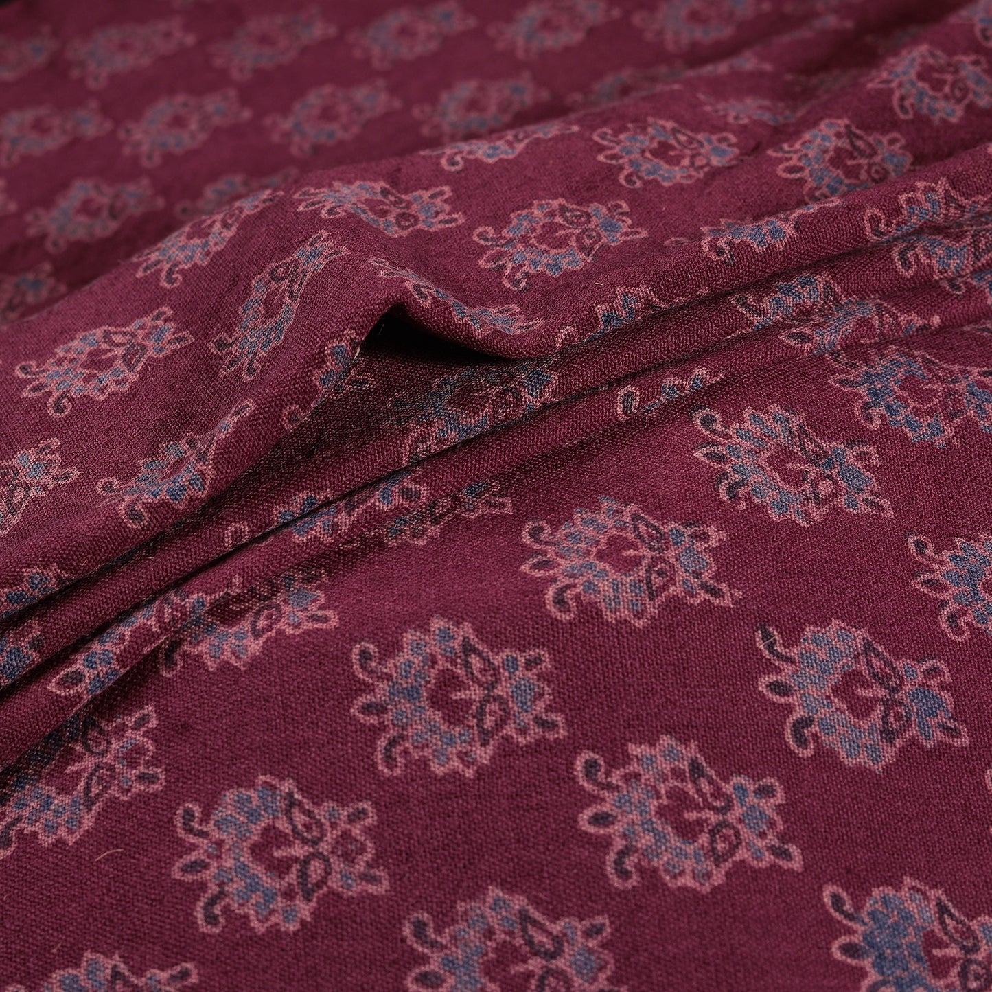 Pure Handwoven Merino Wool Fabrics in Ajrakh Block Prints 12