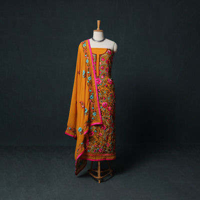 Hand Embroidered Georgette 3pc Unstitched Dress Material Suit Set 20