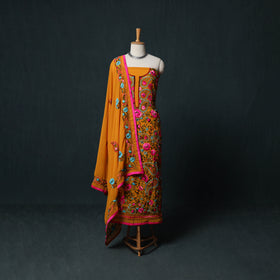 Hand Embroidered Georgette 3pc Unstitched Dress Material Suit Set 20