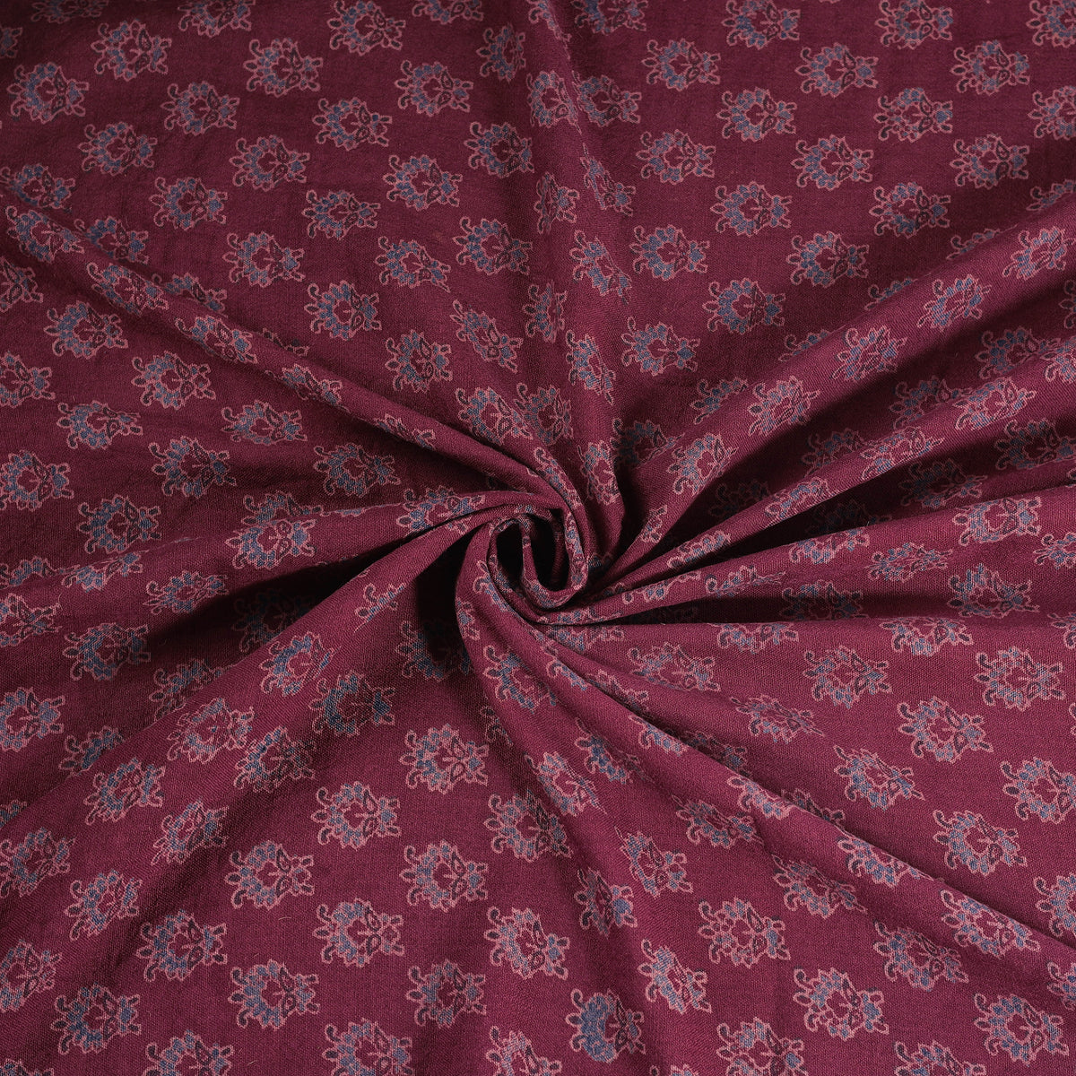 Pure Handwoven Merino Wool Fabrics in Ajrakh Block Prints 12