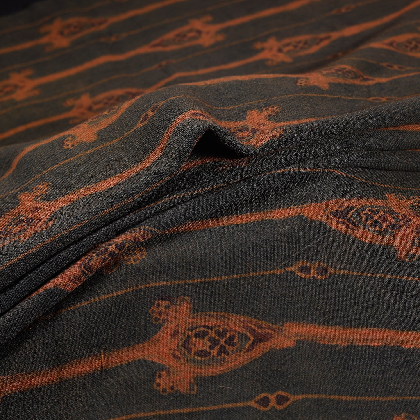 Pure Handwoven Merino Wool Fabrics in Ajrakh Block Prints 10