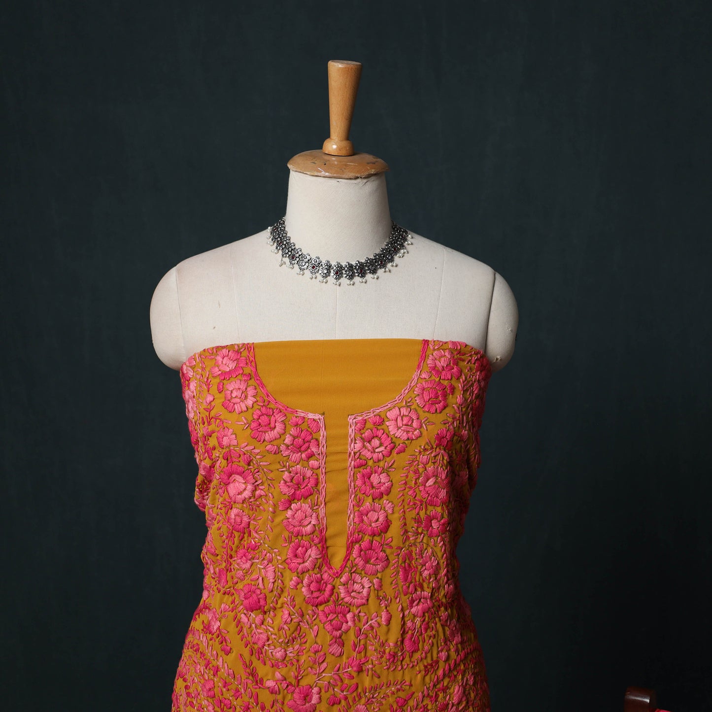 Hand Embroidered Georgette 3pc Unstitched Dress Material Suit Set 21