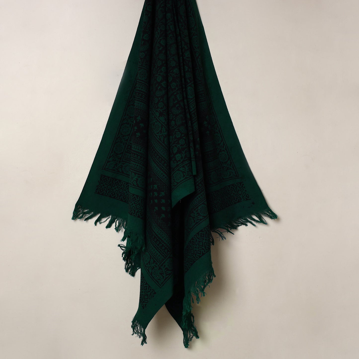 Buy Green Handloom Cotton Bagh Print Towel