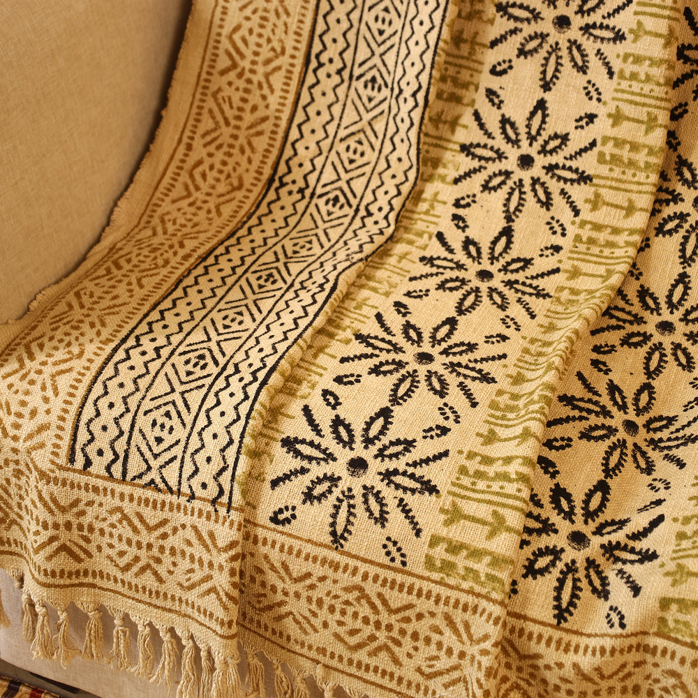 Handloom Jaipur Block Printed Cotton Sofa Throw (39 x 49 in) 01