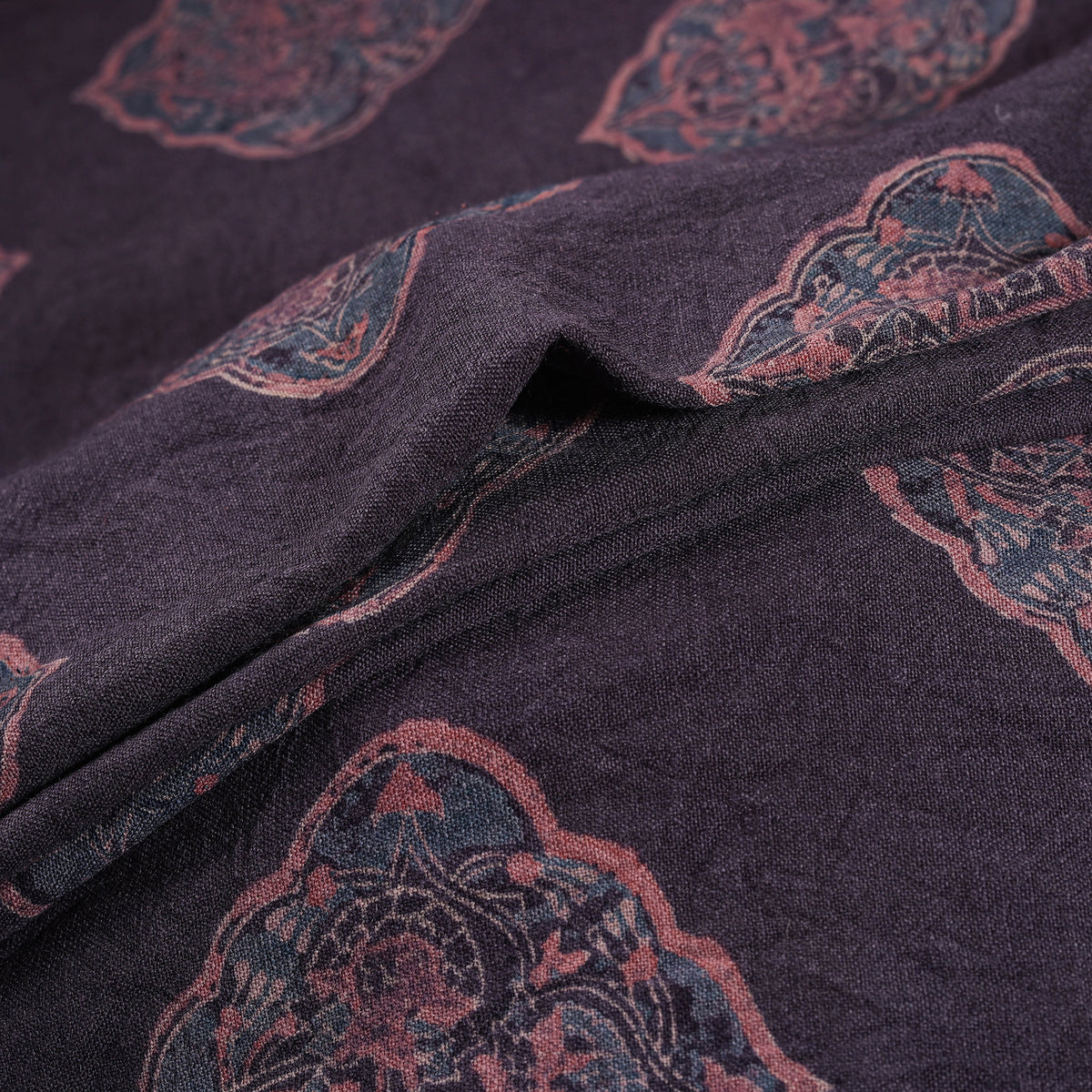 Pure Handwoven Merino Wool Fabrics in Ajrakh Block Prints 07