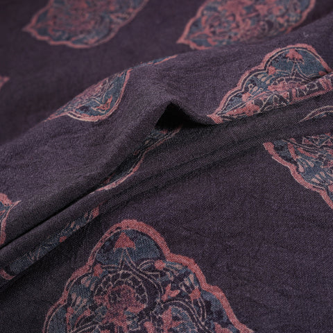 Pure Handwoven Merino Wool Fabrics in Ajrakh Block Prints 07