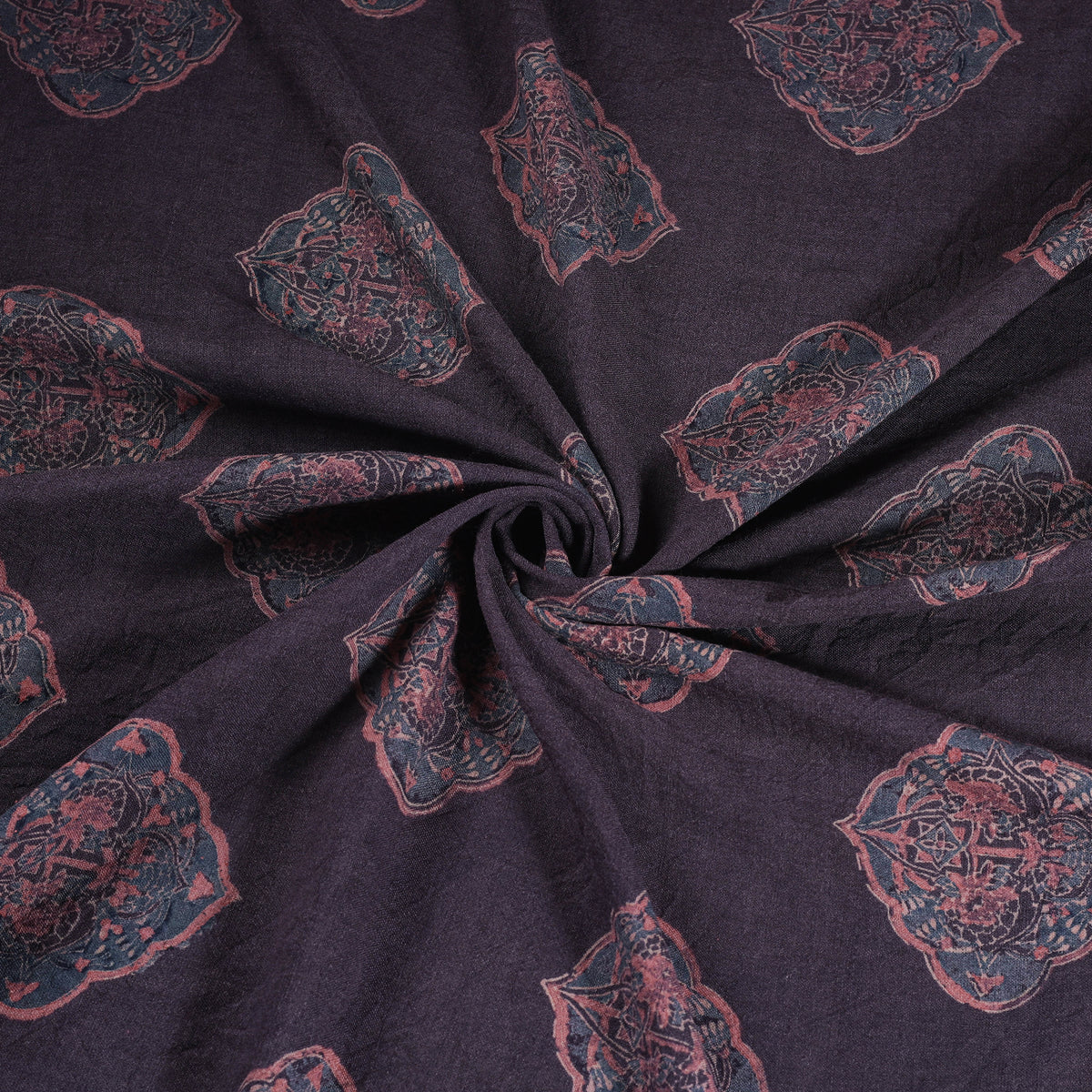 Pure Handwoven Merino Wool Fabrics in Ajrakh Block Prints 07